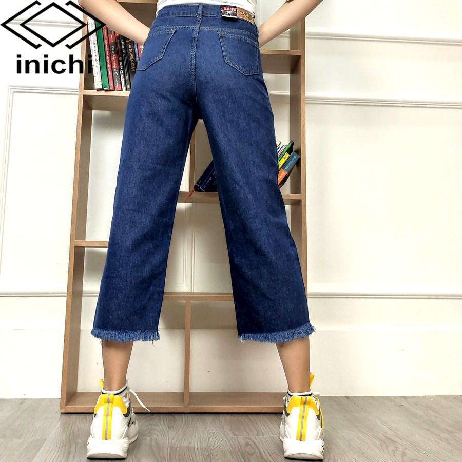 Quần baggy jean nữ Q703 xanh nhạt cạp cao kiểu rách form ống rộng INICHI Official