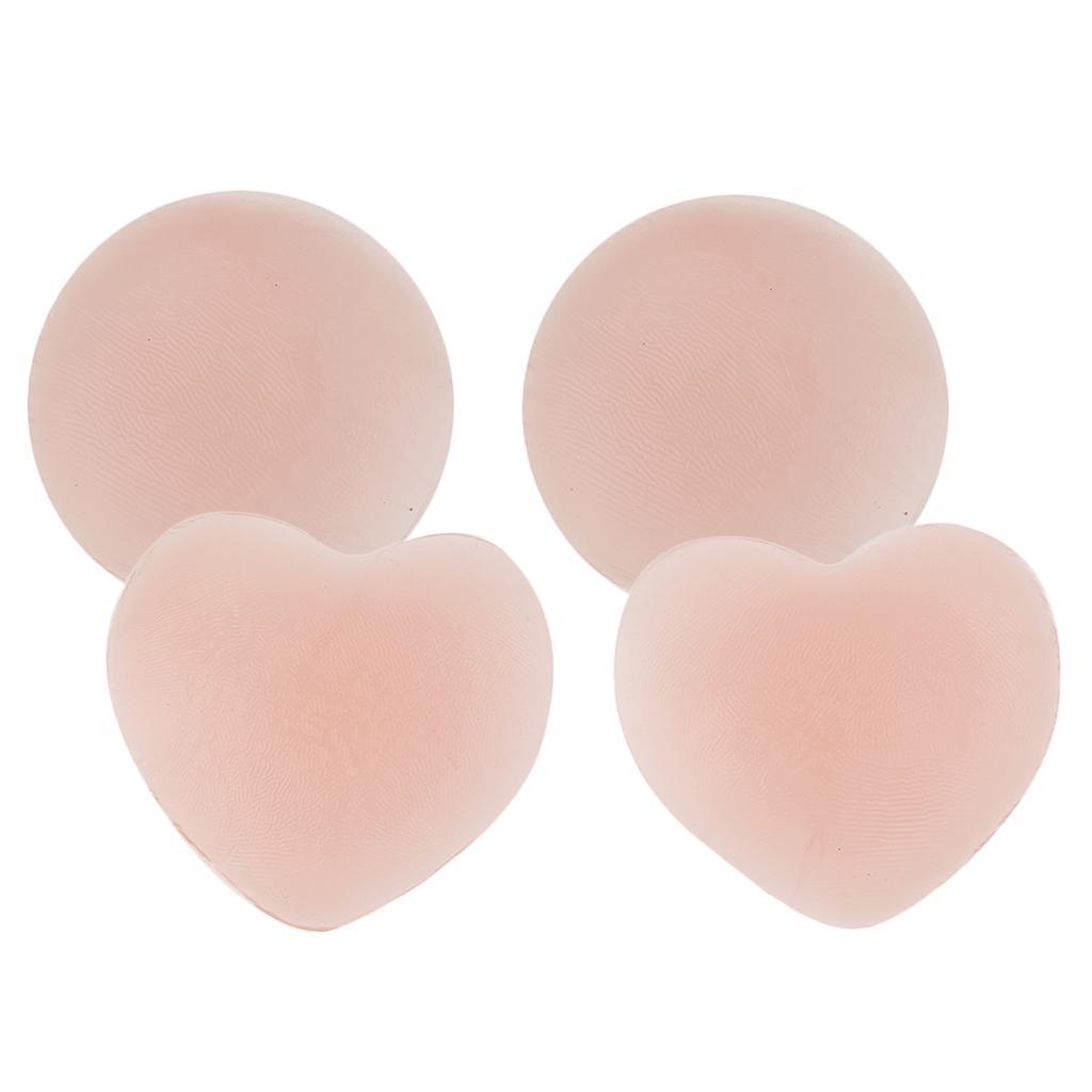 Silicone Nipple Covers Self Adhensive Nipple Pasties Invisible Breast Pads, 1/2/3Pairs, Heart, Round, Petal Shaped - Round+Heart, as described