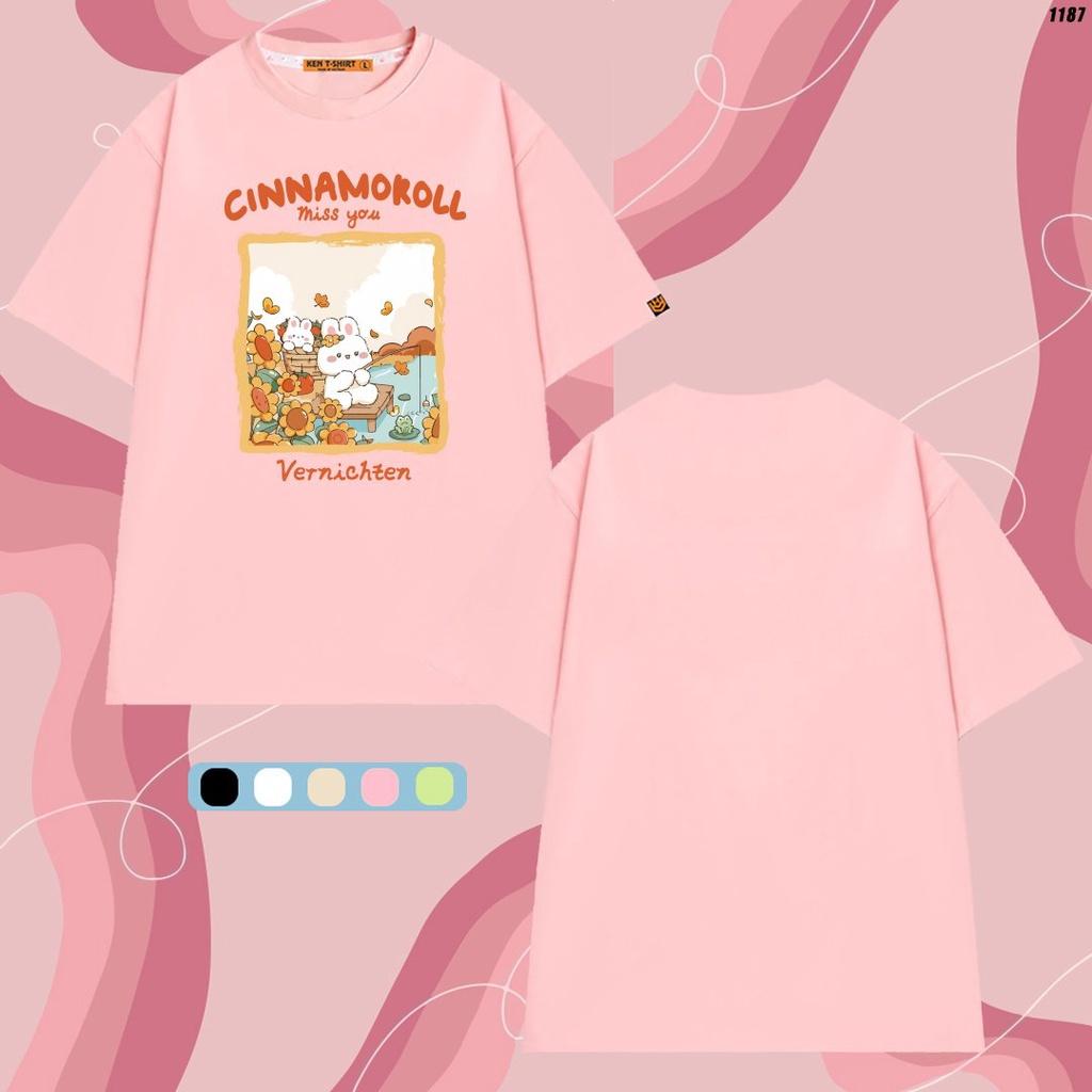 Áo cặp áo đôi áo thun tay lỡ unisex in hình Thỏ Cinnamoroll dễ thương