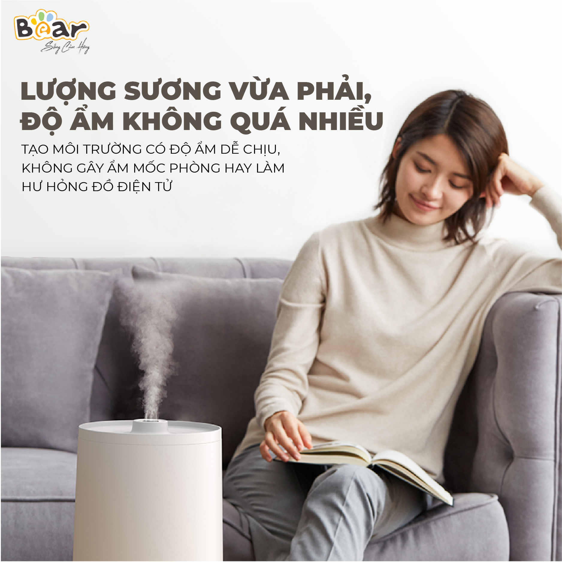 Máy Phun Sương Tạo Ẩm Bear Làm Mát Không Khí, Bộ Lọc Ion Bạc Diệt Khuẩn, Tiết Kiệm Năng Lượng JSQ-C45U1 - Hàng chính hãng