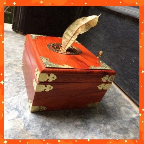 Hộp đựng đồ đa năng có mã khoá. Khe đút tiền tiện lợi gỗ gõ kt 19x 12 x10