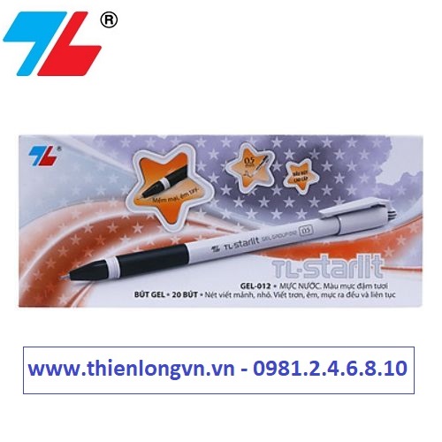 Hộp 20 cây bút gel 0.5mm Thiên Long; GEL-012 mực đen