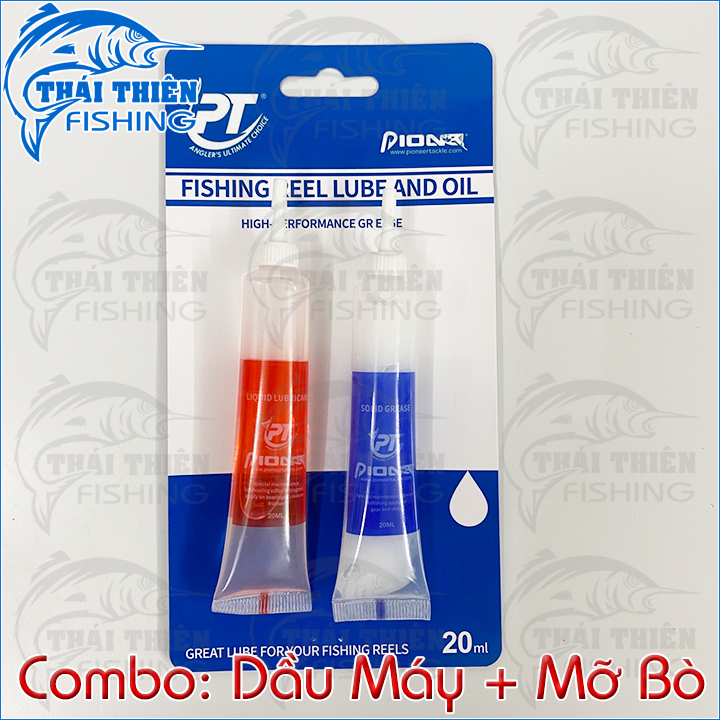 Combo 2 Chai Dầu Máy Mỡ Bò Pioneer Dùng Bôi Trơn Bánh Răng Nhông Bạc Đạn Bảo Dưỡng Các Loại Máy Câu Cá Đứng, Ngang