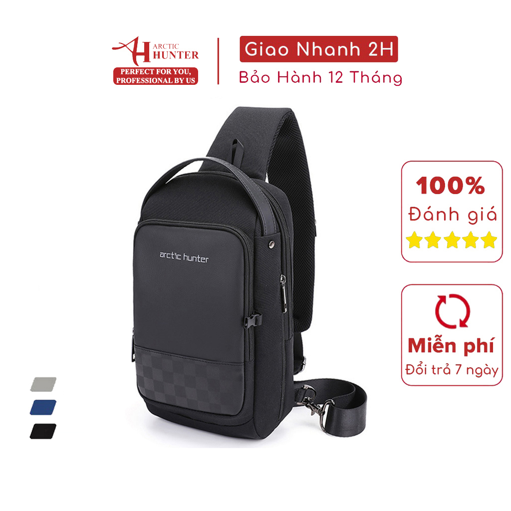 Túi đeo chéo Arctic Hunter XB00105 chất liệu Oxford chống thấm nước, unisex nam nữ,trang bị cổng sạc USB tiện dụng