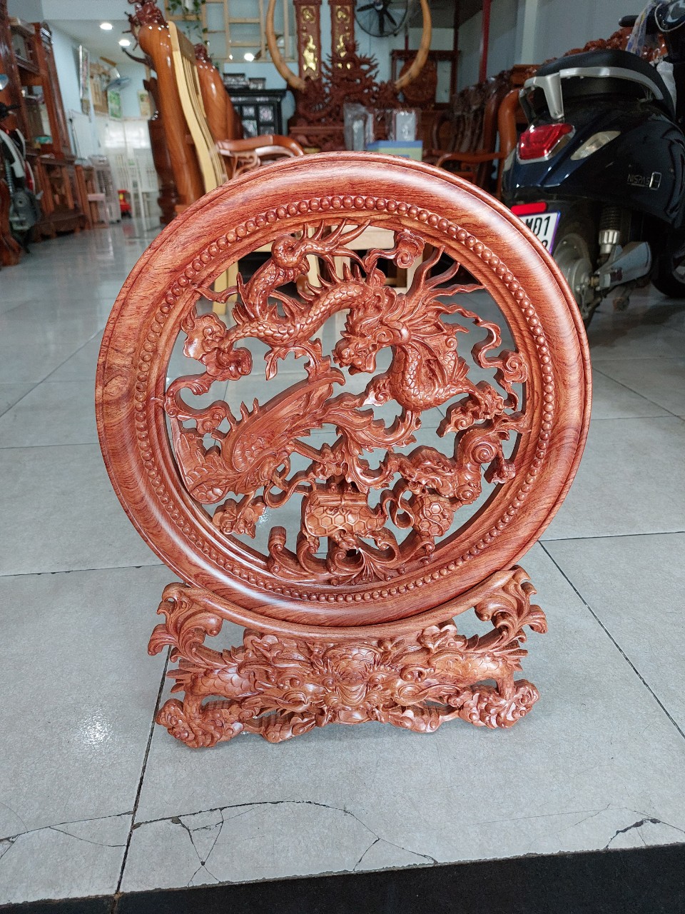 Đĩa trang trí gỗ hương D03 - Đồ Gỗ Mạnh Hùng