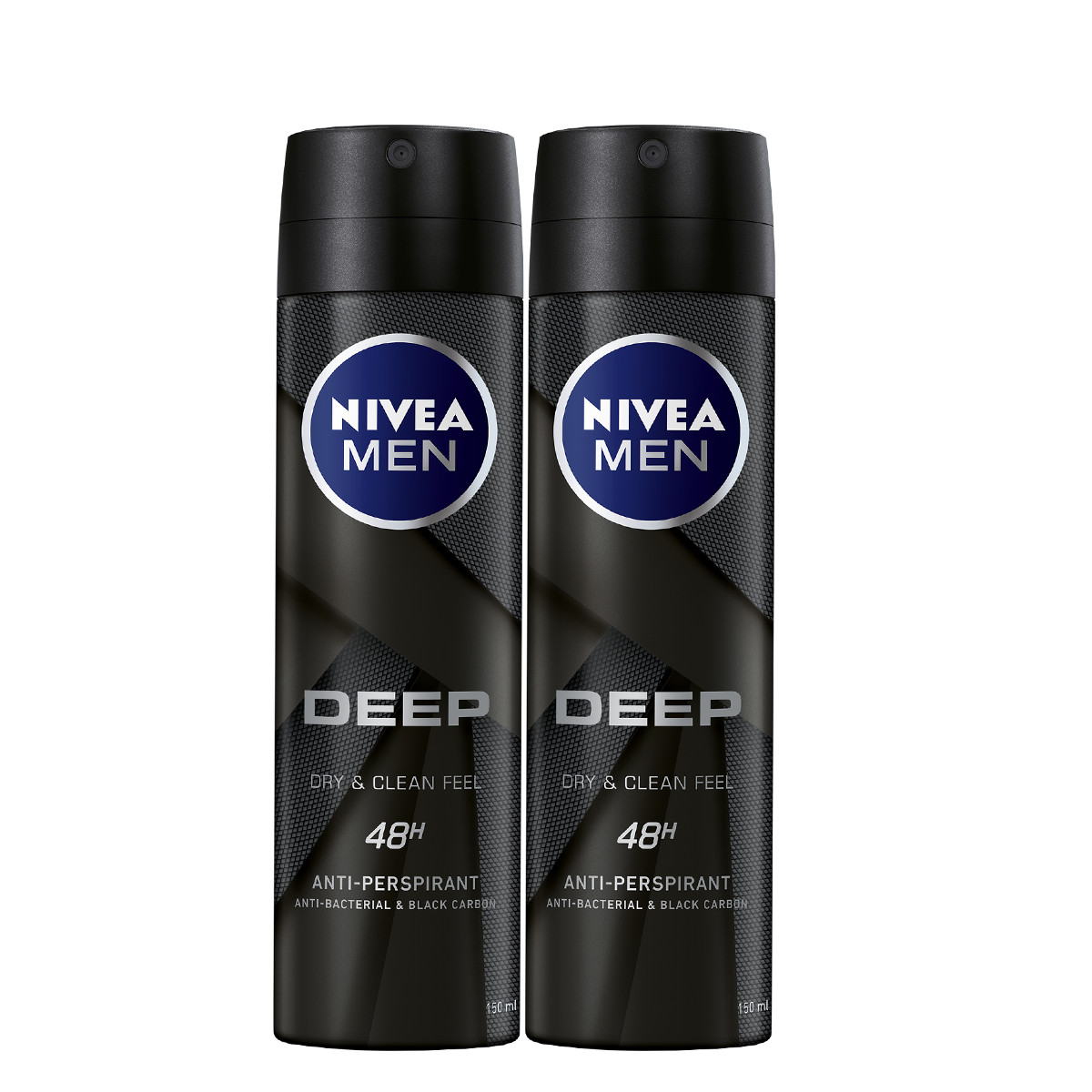 Bộ đôi Xịt ngăn mùi NIVEA MEN Deep than đen hoạt tính (150ml x2) - 80027