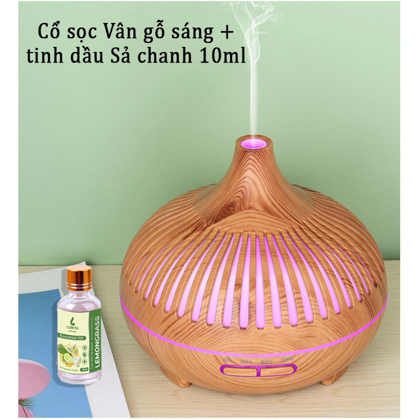 Máy xông tinh dầu siêu âm cao cấp 550ml  - Đèn LED 7 màu - Chế độ máy khuếch tán tinh dầu mạnh - Hẹn giờ tự tắt - Xông hơi liên tục 24h - Kèm Remote -  Tặng 1 tinh dầu 10ml