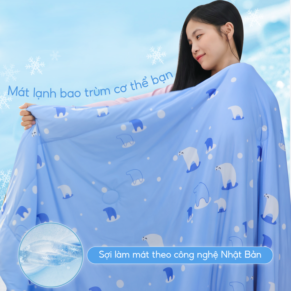 [CHĂN HÈ MÁT LẠNH] Mền lạnh I Cool Advance NIN House NM8027 2mx2m2 |Chăn mền Ice silk cao cấp, Chăn điều hoà nhiều độ