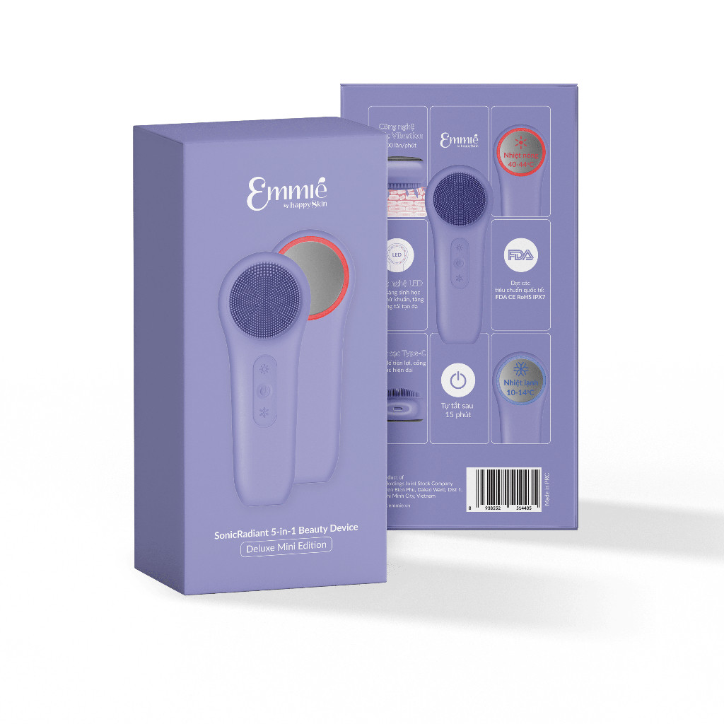 Máy Rửa Mặt Chăm Sóc Da Mini Emmié Sonic Radiant 5 In 1 Beauty Device Deluxe Mini Edition - Hàng Chính Hãng