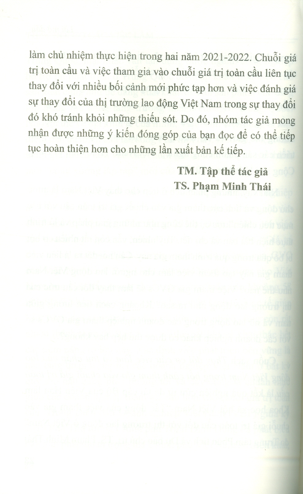 Thay Đổi Cơ Cấu Việc Làm Và Thu Nhập Của Lao Động Việt Nam Trong Bối Cảnh Tham Gia Vào Chuỗi Giá Trị Toàn Cầu (Sách chuyên khảo) - TS. Phạm Minh Thái (Chủ biên)