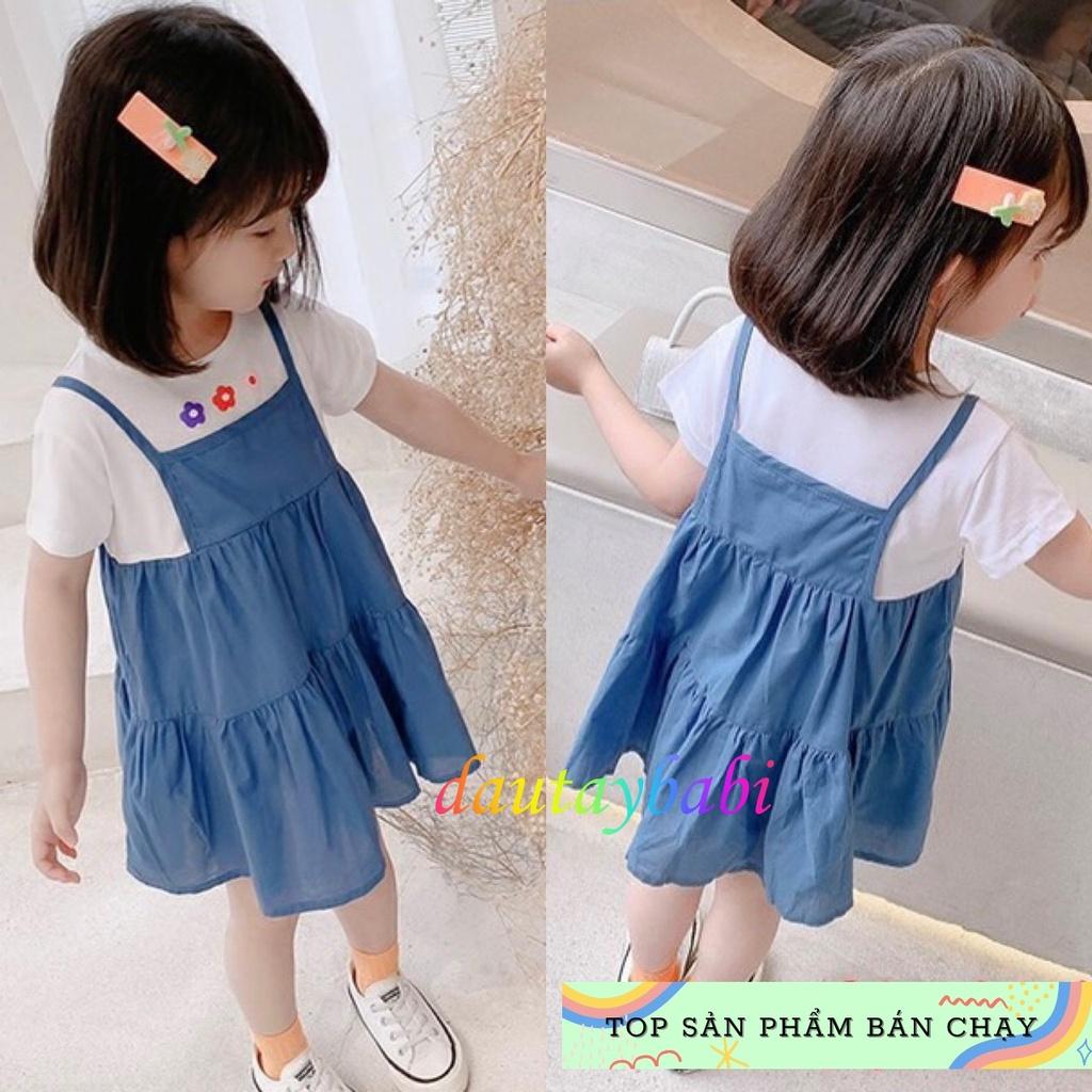 Đầm babydoll bé gái siêu xinh áo thun cotton phối thân váy kate nhẹ nhàng cho bé 10-40kg