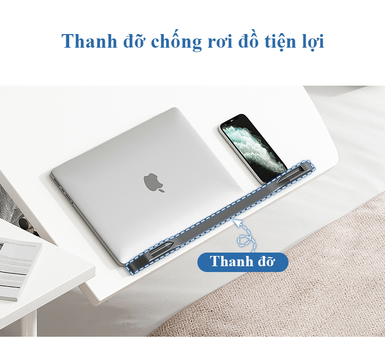 Bàn laptop ngồi giường kích thước nhỏ 40x60cm, bàn đọc sách điều chỉnh chiều cao có bánh xe di chuyển dễ dàng