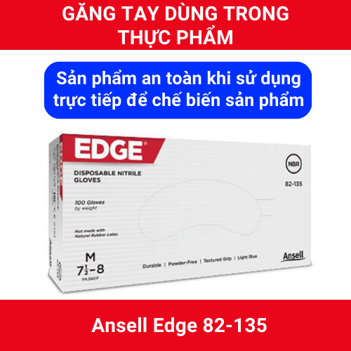 Găng tay thực phẩm cao cấp Ansell 82-135, găng tay dùng để chế biến đồ ăn, thủy sản, số lượng 1 hộp