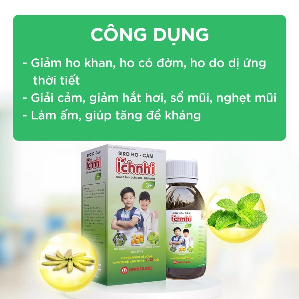 Siro ho cảm Ích Nhi 3+ chai 90ml hỗ trợ giải cảm, giảm ho, tiêu đờm, giảm sổ mũi, phòng cảm lạnh cho bé trên 3 tuổi