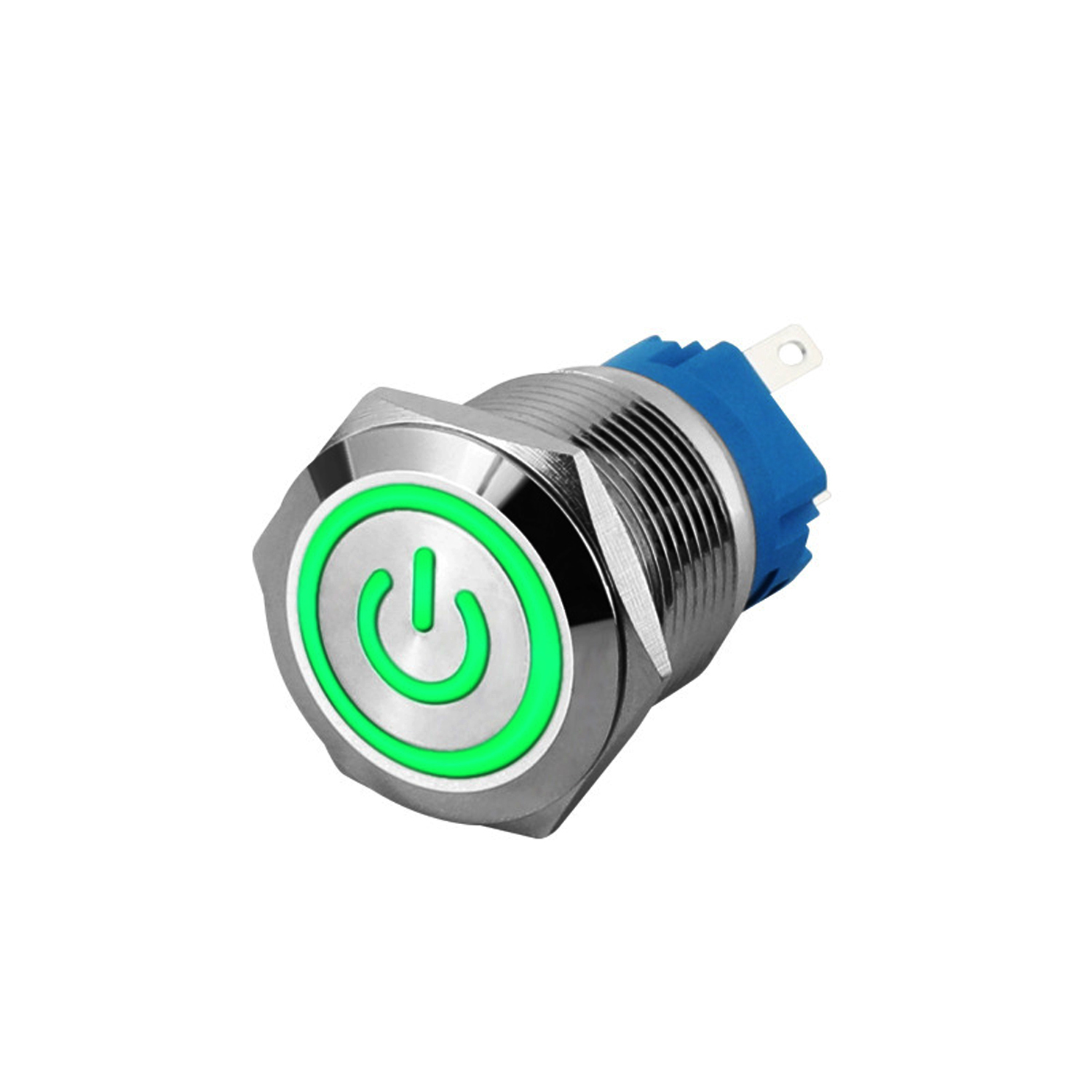 Nút nhấn Self-Lock 19mm, Công tắc nhấn tự khóa Kim loại có LED không thấm nước