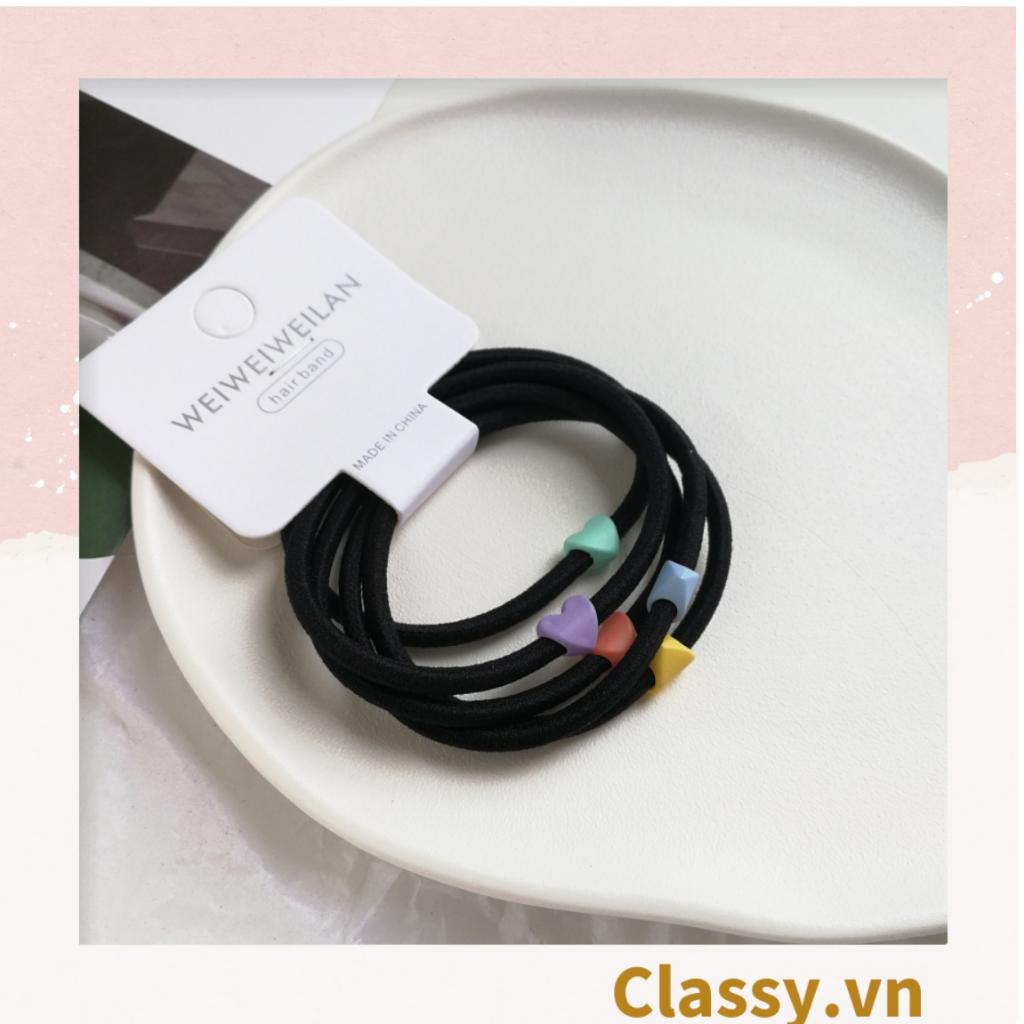 Bộ 7 dây 7 màu Dây cột tóc Classy Co Giãn Hình Trái Tim Dễ Thương Thời Trang Cho Nữ PK1696