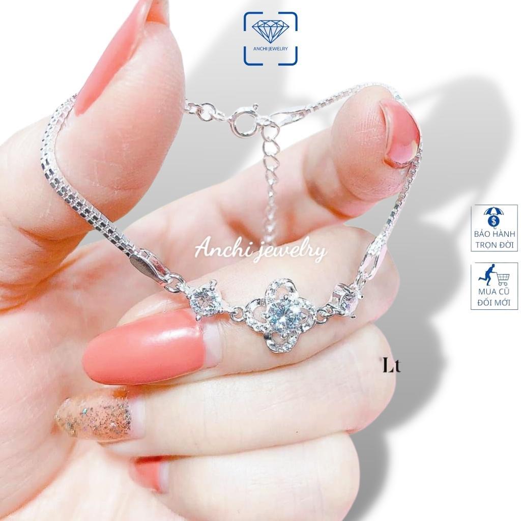 Vòng tay nữ mặt trái tim/ cỏ 4 lá trẻ trung cá tính, bạc ta nguyên chất, Anchi jewelry