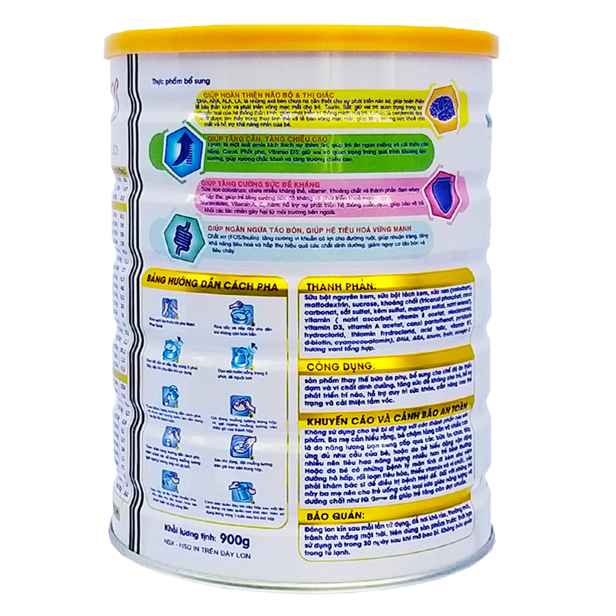 Sữa bột Nutri Plus IQ & Grow phát triển chiều cao, trí não cho bé 900G Sunbaby NTSBTH2019