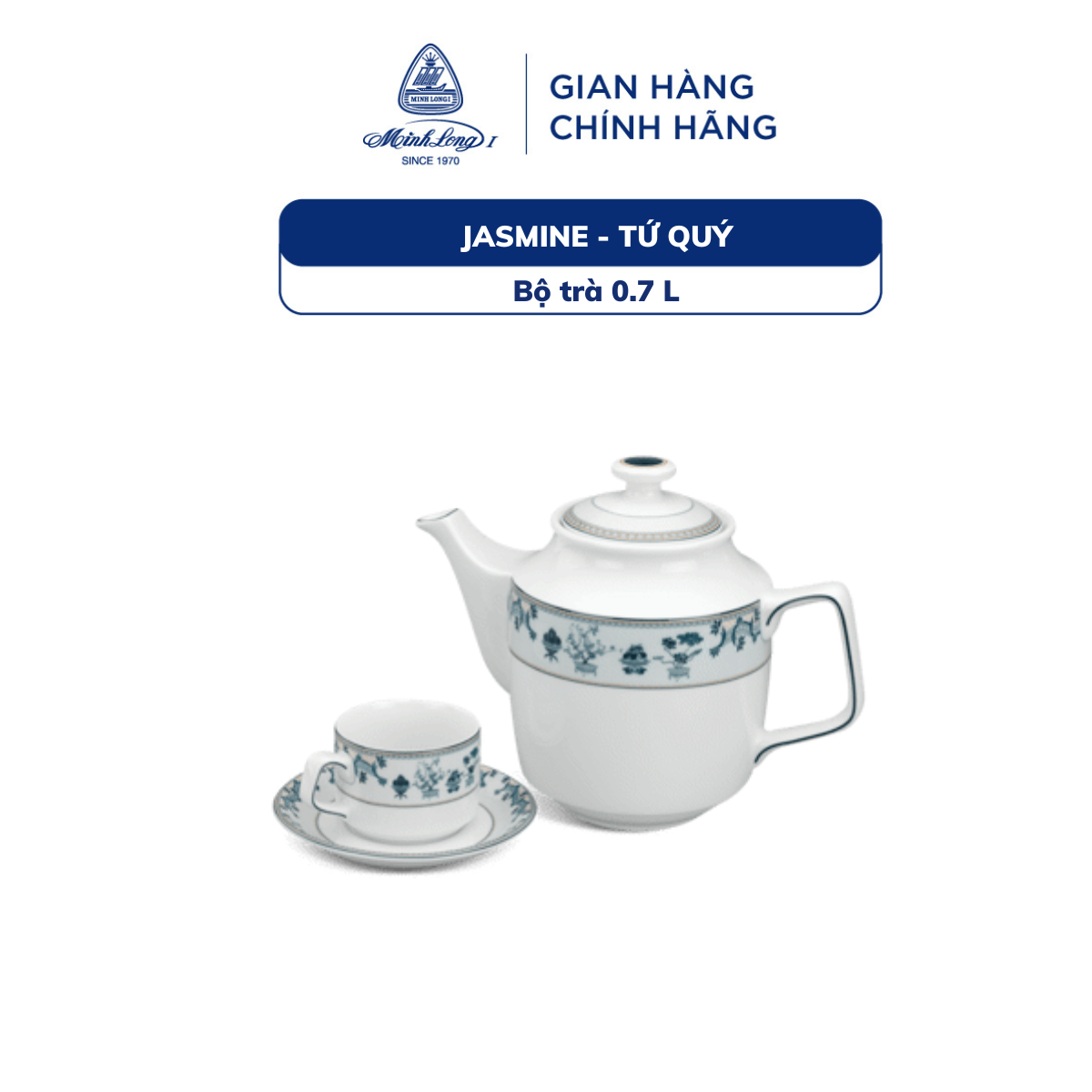 Bộ Trà Sứ Minh Long 0.7 L - Jasmine - Tứ quý