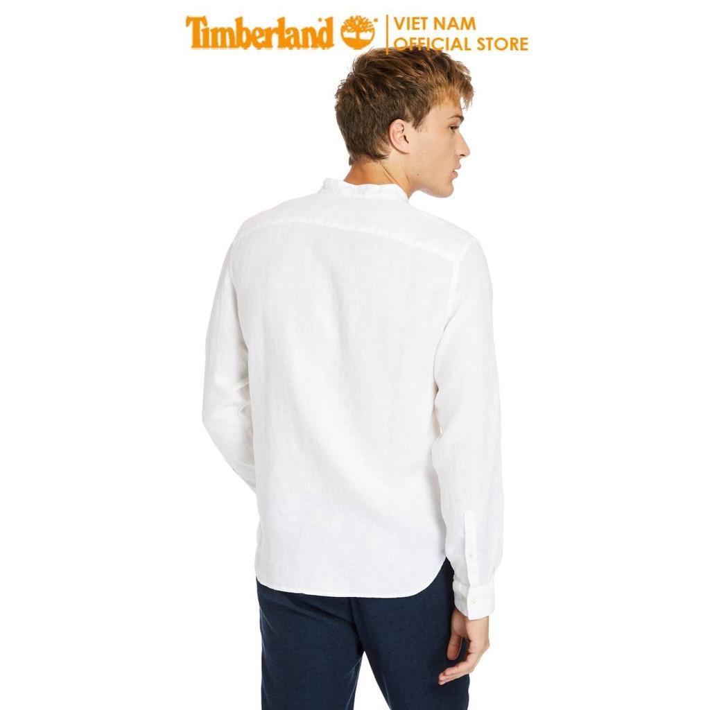 Áo Sơ Mi Nam Dài Tay Linen Korean Màu Trắng/ Xanh Đậm Timberland TB0A24MP