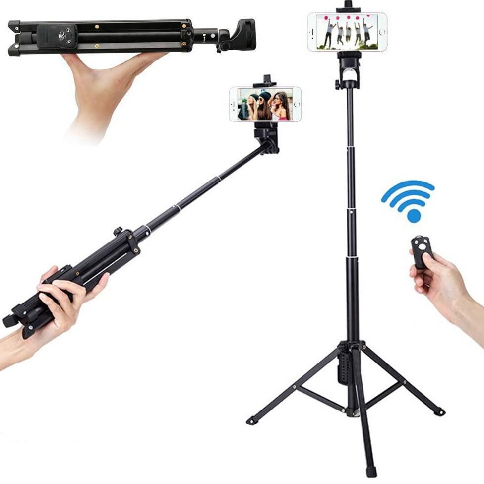 Gậy Chụp Hình Tripod 3 Chân Đa Năng 1688 Có Remote Bluetooth - Gậy Tự Sướng Kiêm Chân Đế Kẹp Điện Thoại, Máy Ảnh