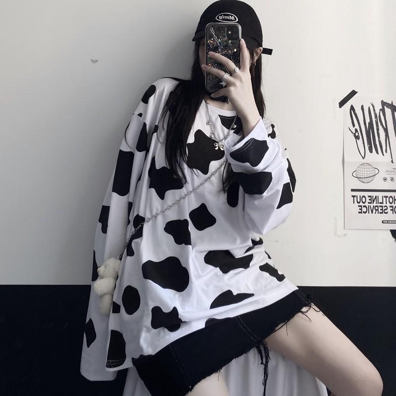 Áo thun bò sữa tay dài nam nữ form rộng Unisex, Sweater bò sữa Hot trend thoitrangsilethienphuc
