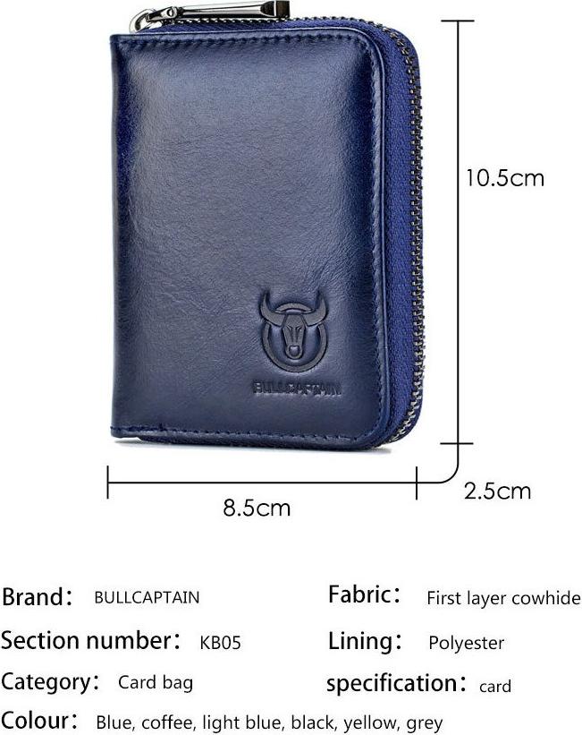 Ví đựng thẻ ATM nhiều ngăn da bò thật 100% T14 - Xanh Navy