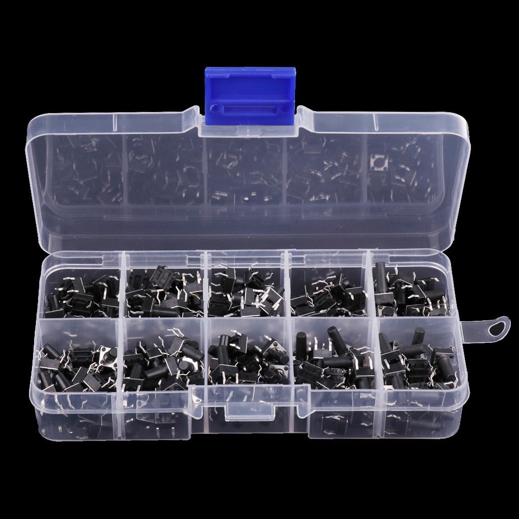 200Pcs/lot 6x6mm Tactile Push Button Switch Micro Momentary Assortment Parts