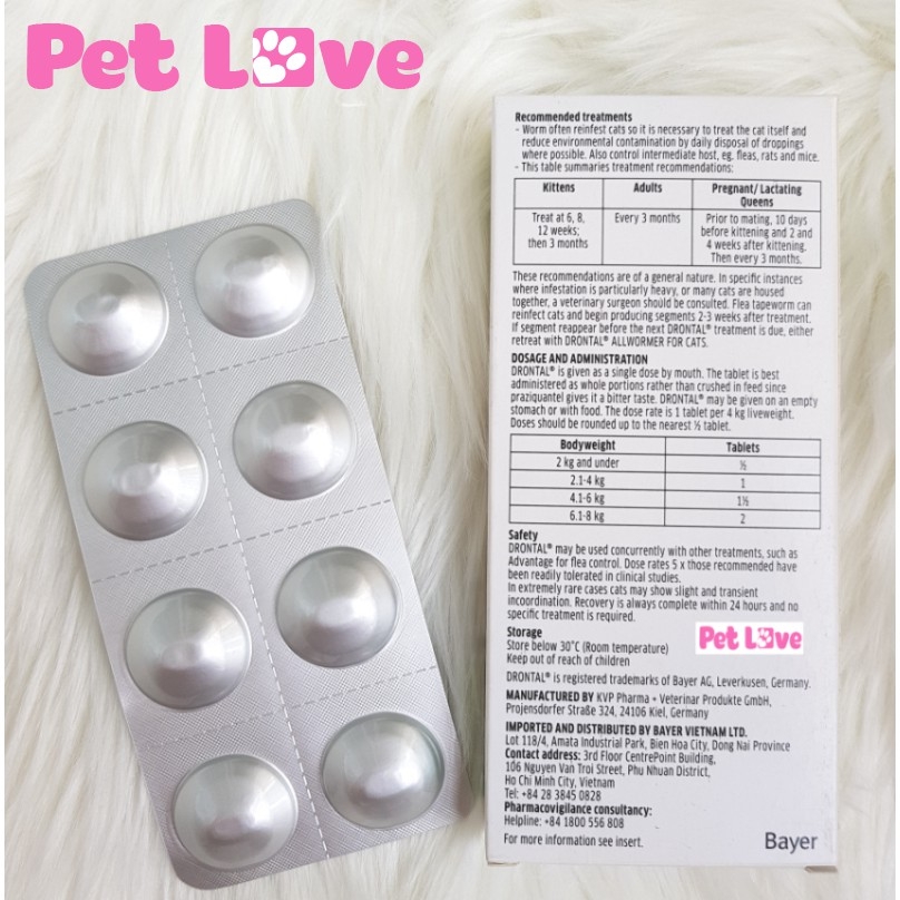 1 vỉ Drontal xổ giun sán cho mèo