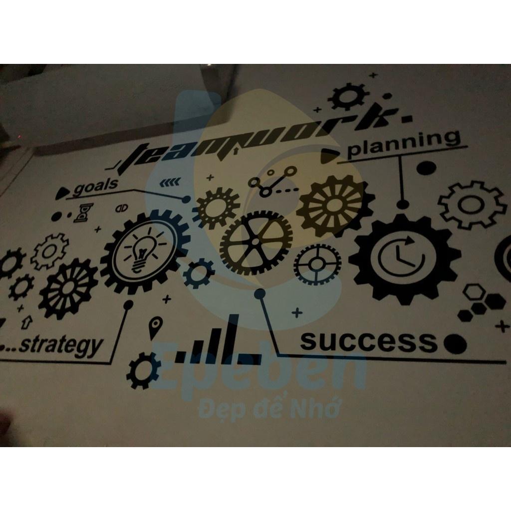 Tranh dán tường mica 3d decor khổ lớn làm việc nhóm tranh mica 3d trang trí dán tường