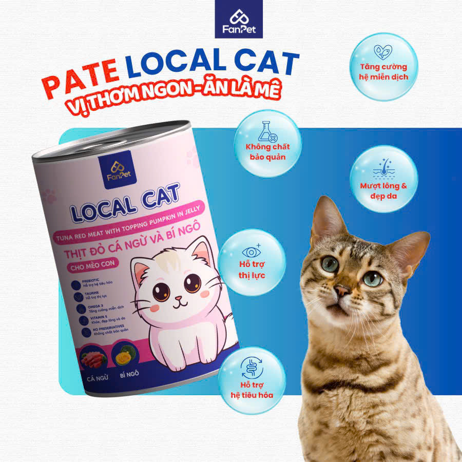 Pate lon Local Cat mèo con và mèo trưởng thành 400g
