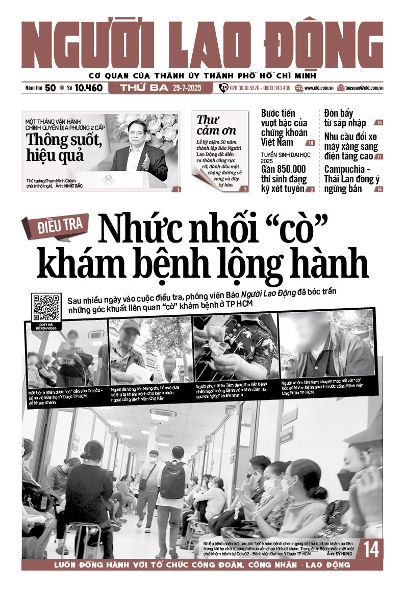 Nhật báo Người Lao Động từ ngày 29-07-2025 đến 03-08-2025