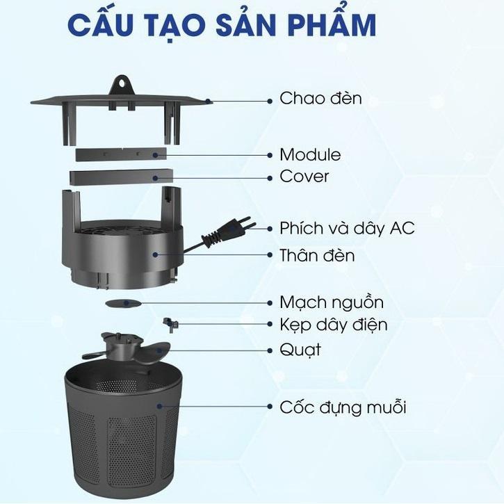 Đèn bắt muỗi Rạng Đông- Công suất 5W không gây tiếng ồn, không tạo mùi khét.  Model DBM01 5W
