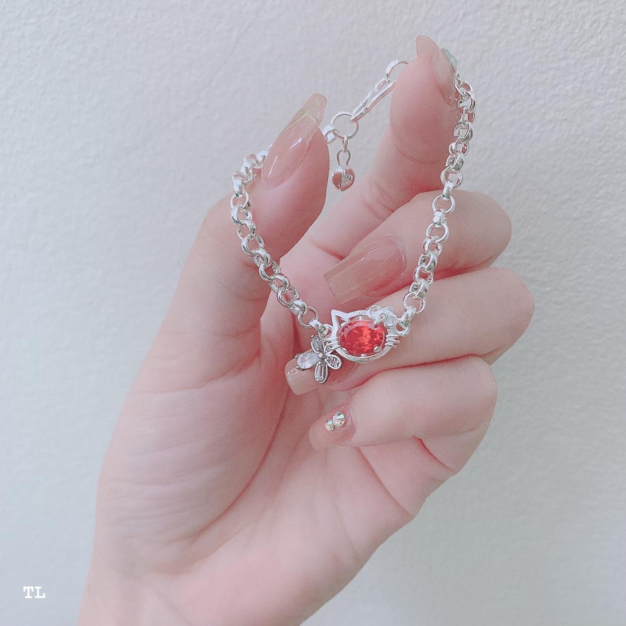 Lắc tay bạc trẻ em mặt kitty MS140