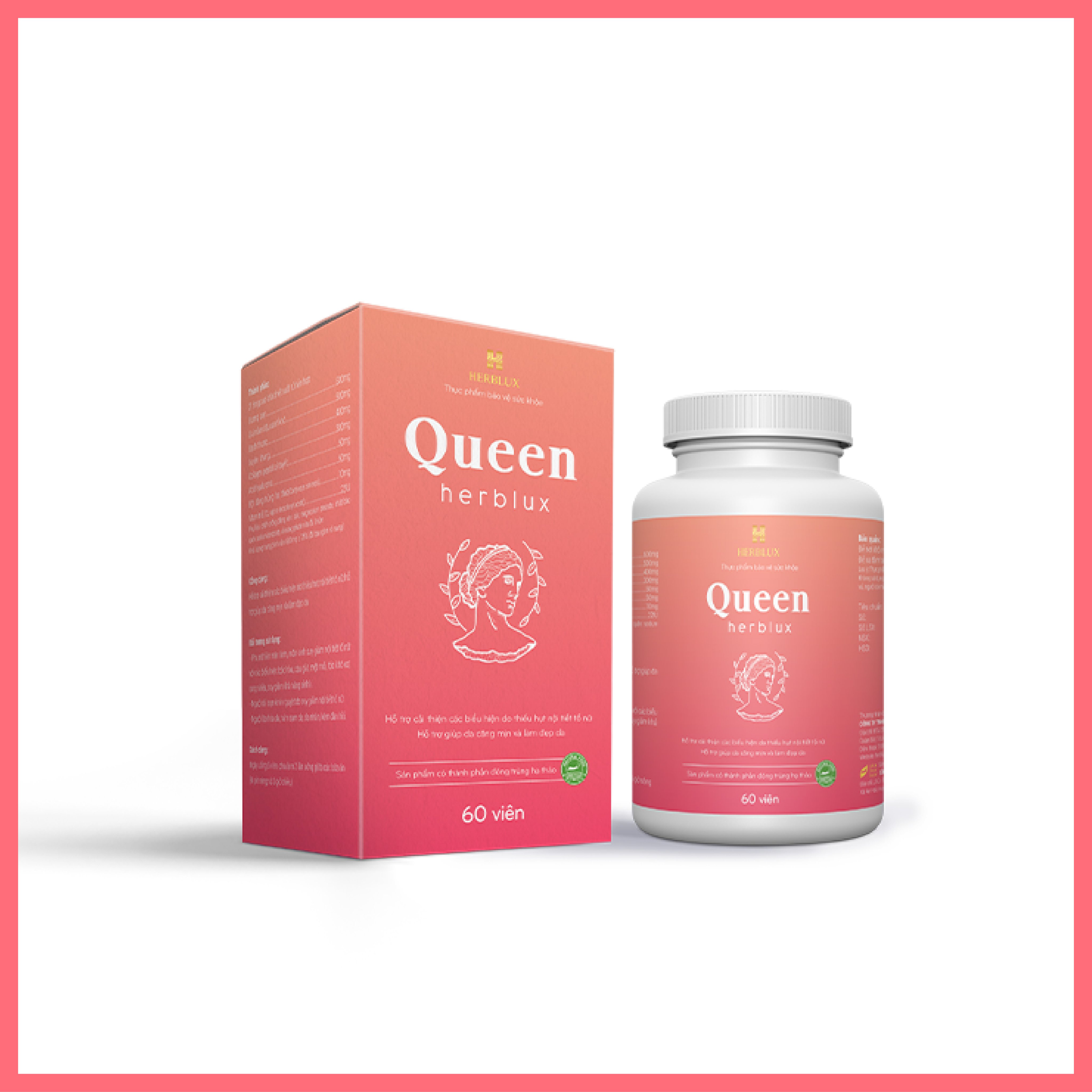 Viên uống tăng nội tiết tố nữ Queen Herblux, làm đẹp da, giảm nám, điều hòa kinh nguyệt