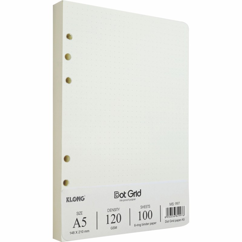 Sổ / Ruột sổ Binder File Dot Grid nhựa kẹp A5 - 100 tờ