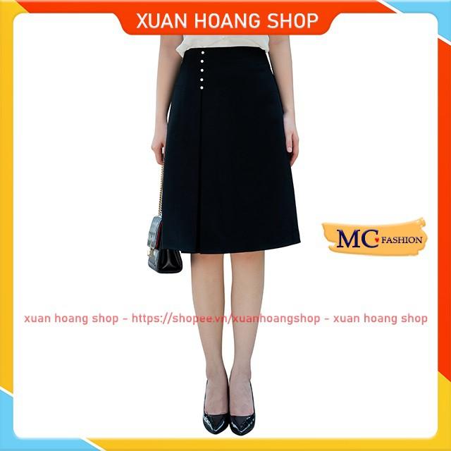 Chân Váy Chữ A Công Sở Nữ, Lưng Cao, Dáng Xòe Mc Fashion, Chất Co Giãn, Đủ Size, Màu Đen Cv0471