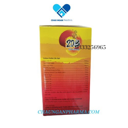 20B With Ginseng Bồi bổ sức khỏe, kích thích tiêu hóa, tăng cường miễn dịch cơ thể hộp 100v