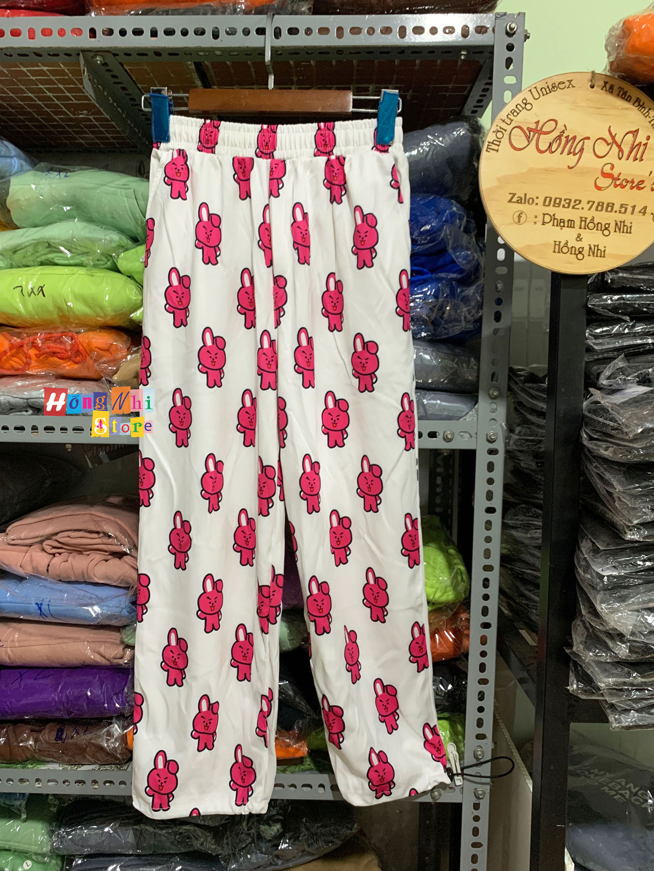 Quần Hoạt Hình Dài Dây Rút Lai Thỏ Hồng Cartoon Pant Oversize Ulzzang Unisex - MM