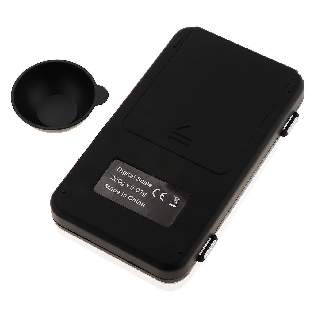 Mini Digital Pocket Scale Portable Jewelry Kitchen Scale Black 200g/0.01g