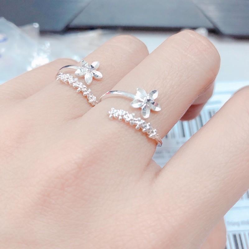 Nhẫn bạc hở, nhẫn hoa, nhẫn nữ bạc ta dạng hở bibi silver