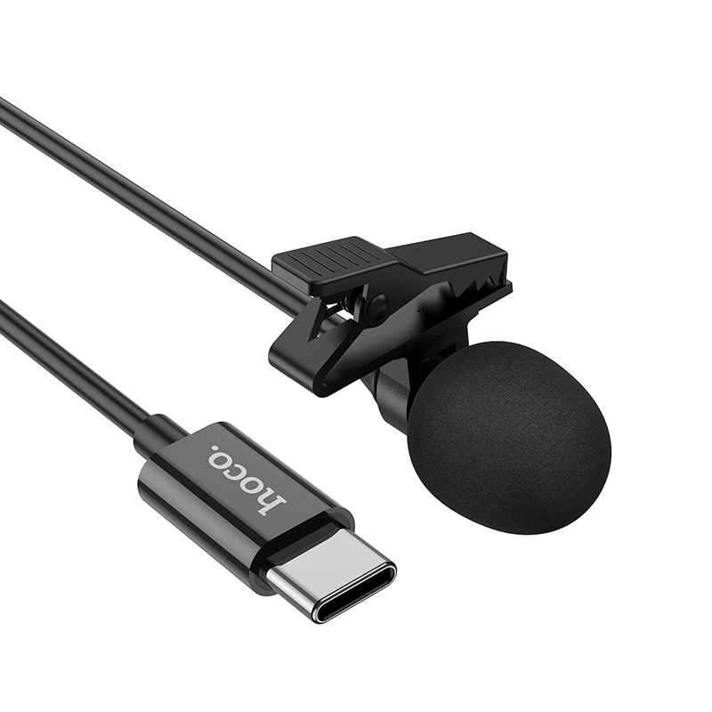 Micro thu âm có kẹp cài áo chân cắm 3.5m / type C hoco L14  cho điện thoại / laptop - Hàng chính hãng - Chân type-C