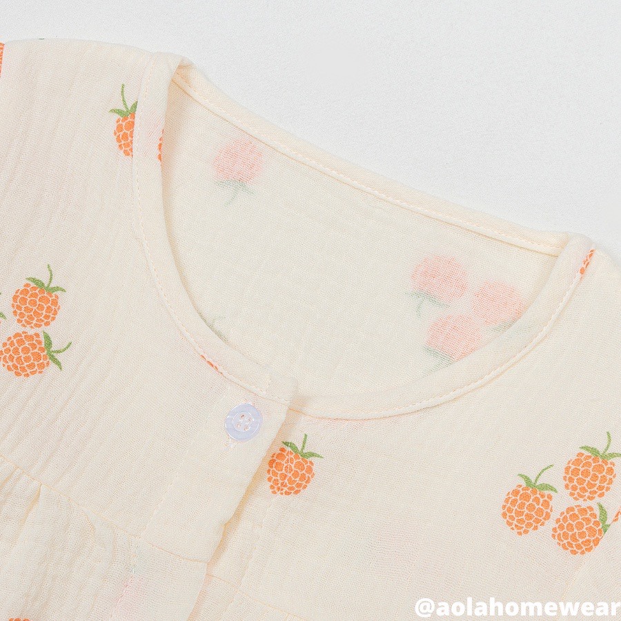 Bộ bé gái xô muslin babydoll tay phồng Áo Lá Homewear A006, đồ bé gái vải xô đũi họa tiết hoa nhí dễ thương