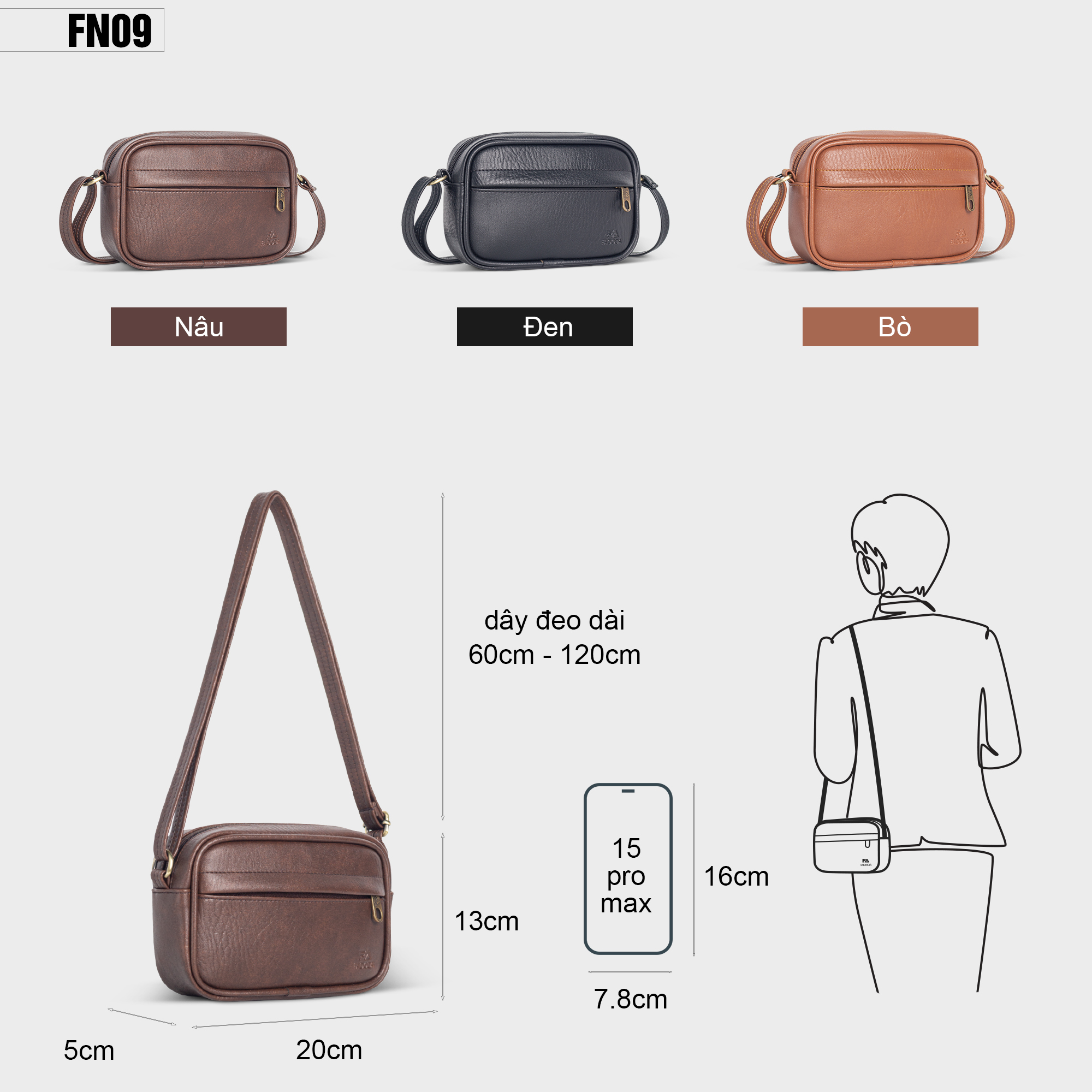 Túi đeo chéo UNISEX thời trang FADODA FN09