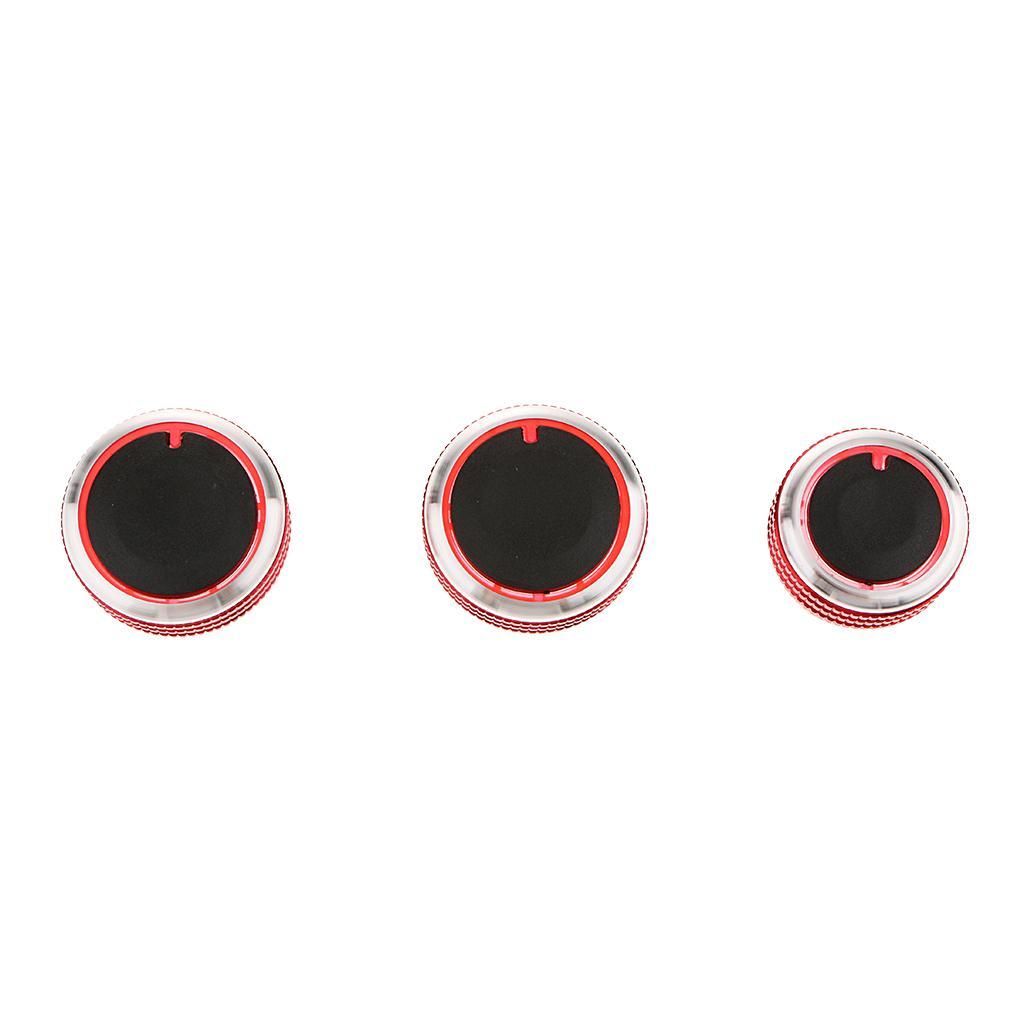3 Pieces Car Interior AC Panel Control Switch Knob for 2002-2016 VW Polo Black/Red/Blue
