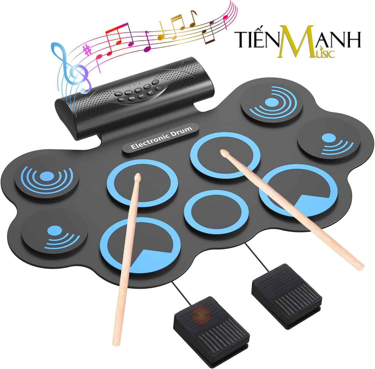 Trống Điện tử 9 Mặt Konix MD868 - USB Electronic Drum Kit Ultra Portable 9 Pad Digital Hàng Chính Hãng