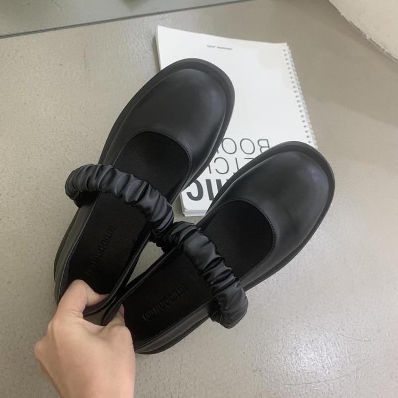 Giày Búp Bê Lotia 4cm Dây Chun Ôm chân Phong cách Hàn quốc - Đen,38