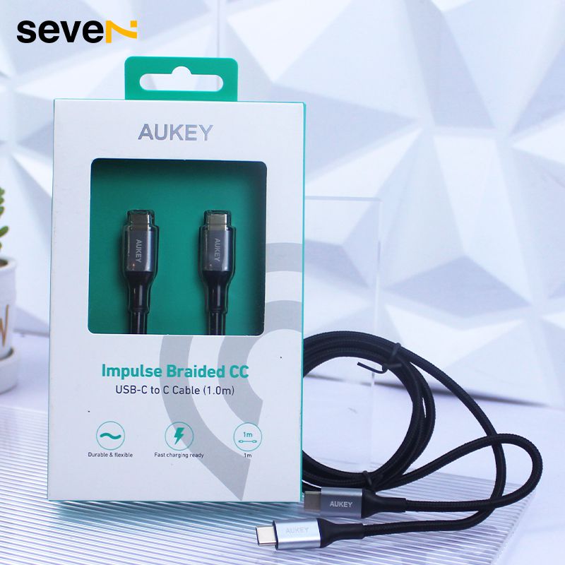 CÁP SẠC C-C AUKEY CB-CD5 1M MÀU ĐEN Hàng Chính Hãng