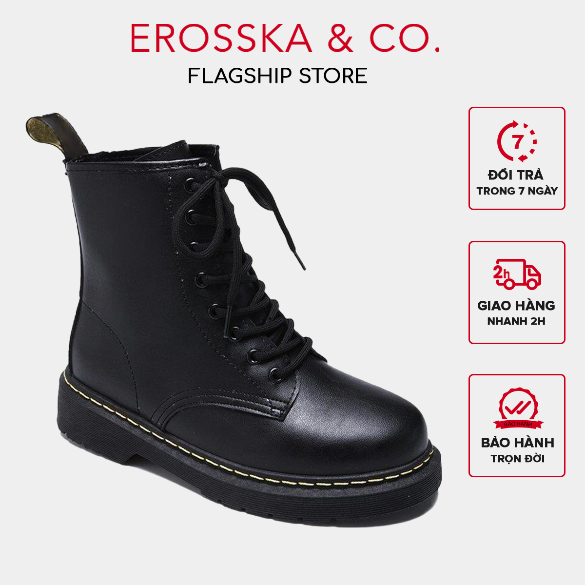 Erosska - Giày boot nữ kiểu dáng basic cổ cao phong cách năng động - GB012