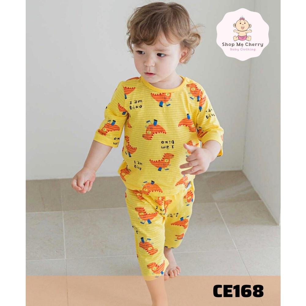 BỘ LỬNG CAO CẤP BÉ TRAI NỘI ĐỊA HÀN, CHẤT COTTON GIẤY ORGANIC, MẪU KHỦNG LONG VÀNG